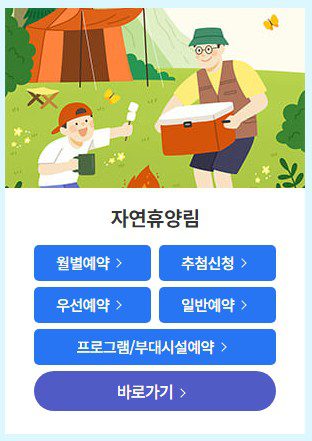 숲나들이e_예약, 국립자연휴양림